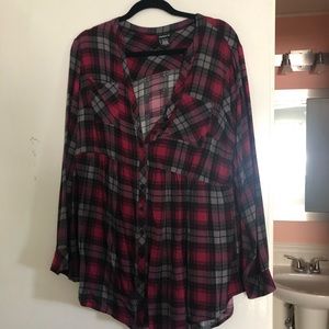 Torrid purple plaid button up blouse